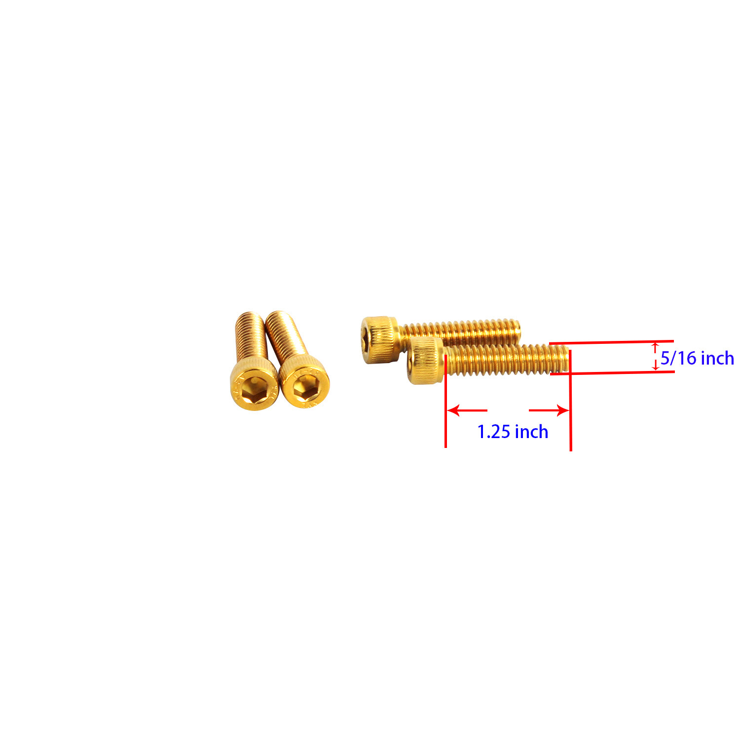 4PCS Gold Stainless Steel Bolts 5/16”-18*1-1/4” For Handlebar Risers Top Cover
