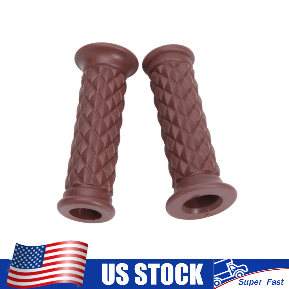 1″ & 7/8″ Brown Motorcycle Hand Grip Handle Bar Rubber For Honda KAWASAKI YAMAHA
