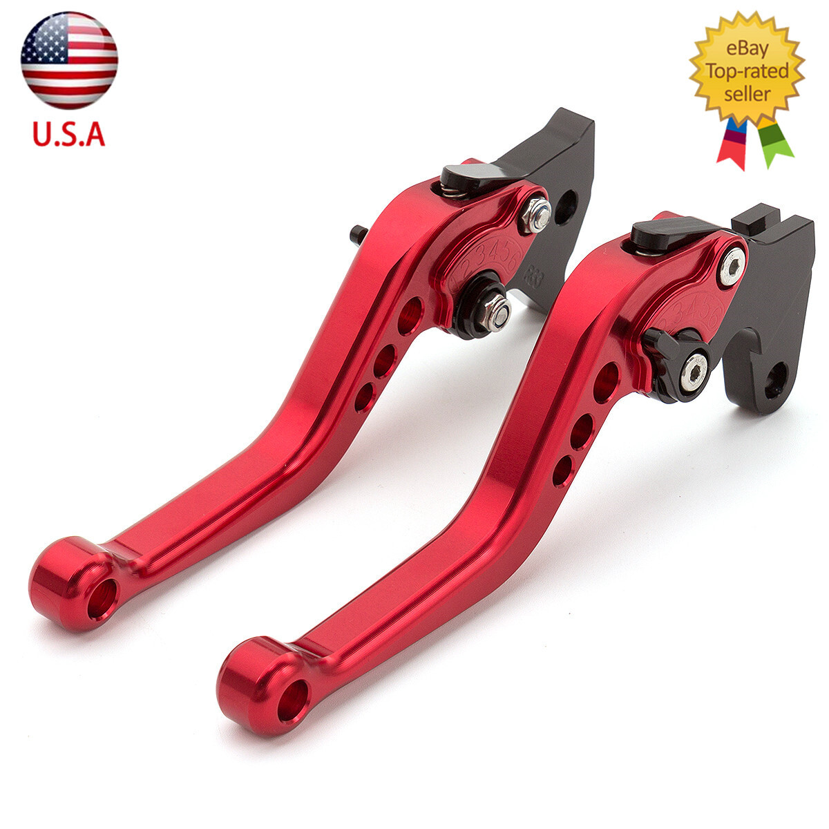 For Yamaha Kawasaki Honda Benelli Red CNC Brake Clutch Levers Adjustable Short