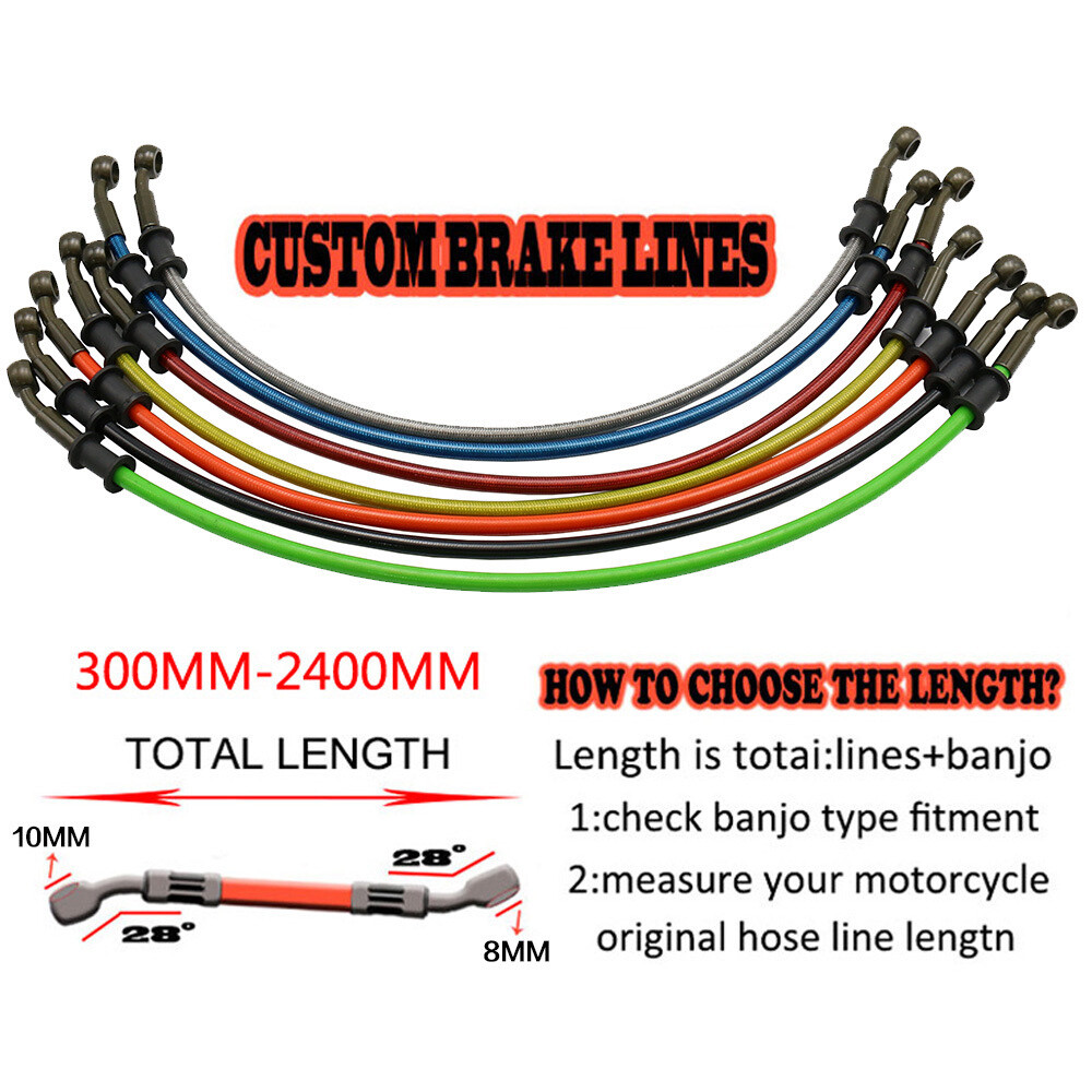 Motorcycle Hydraulic Brake Clutch Hose Cable Front Rear Street Sport Bike Braid