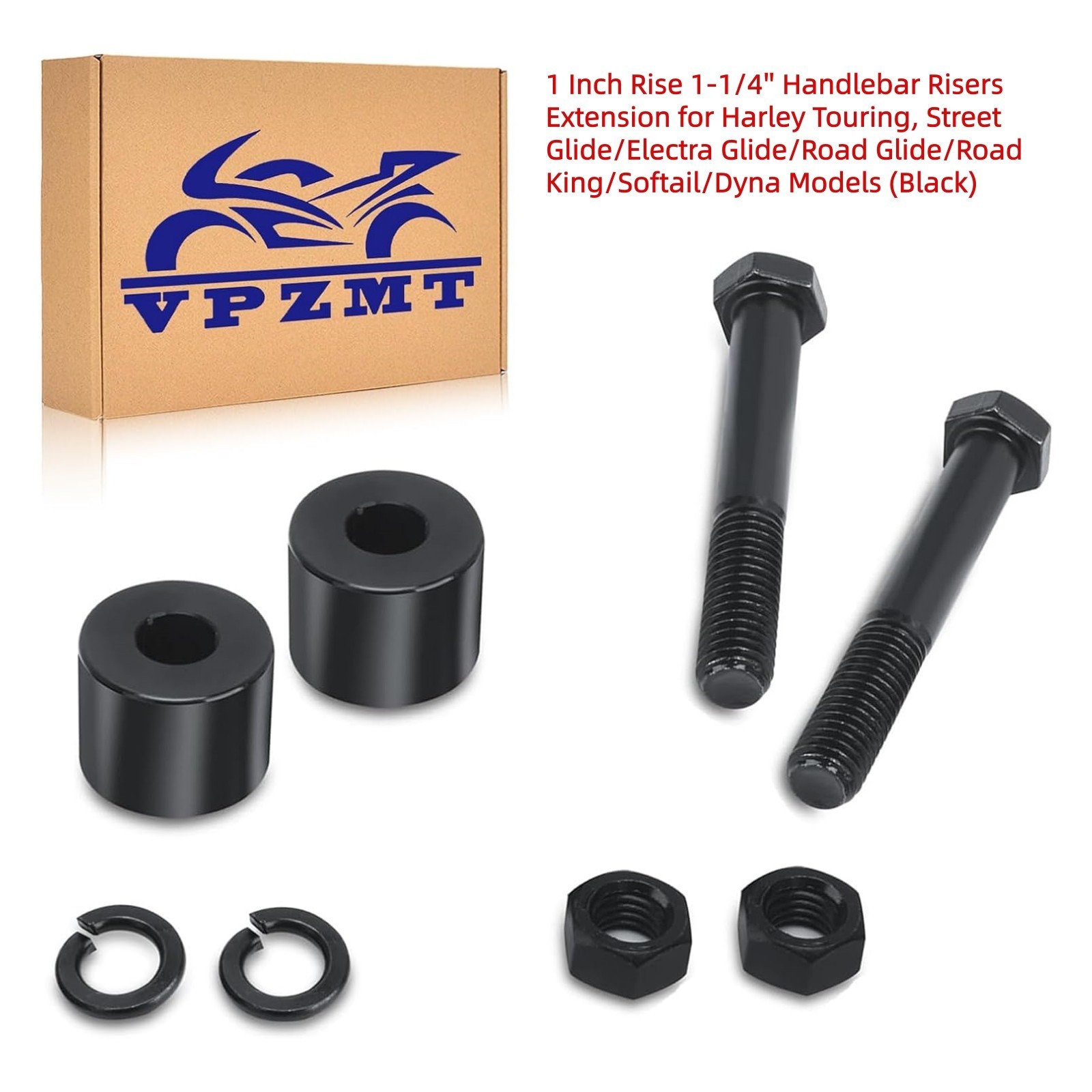 1 Inch Rise 1-1/4” Handlebar Risers Extension for Harley Touring Models Parts