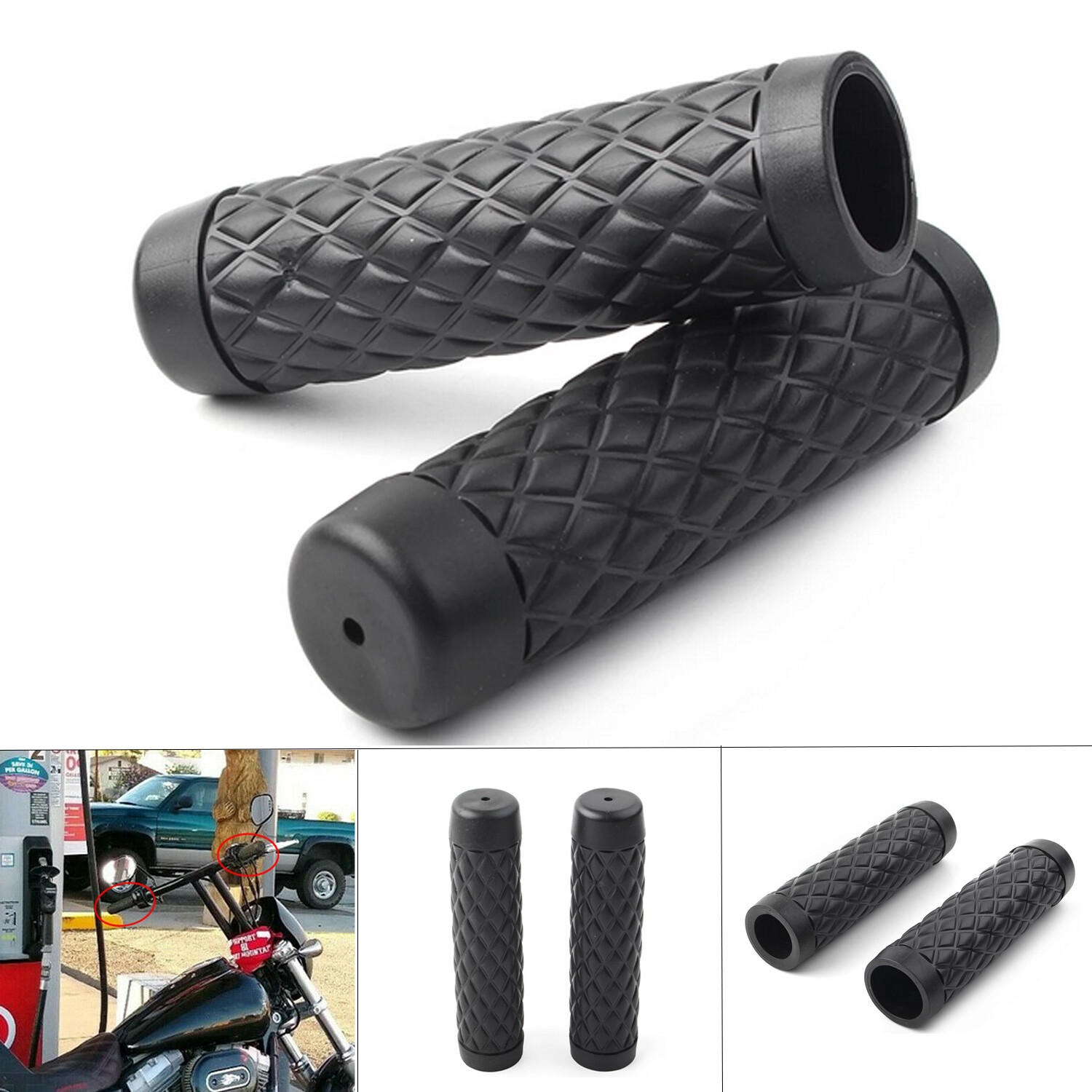 1″ Motorcycle Black Handle Bar Hand Grips for Harley 48 72 Sportster XL Custom