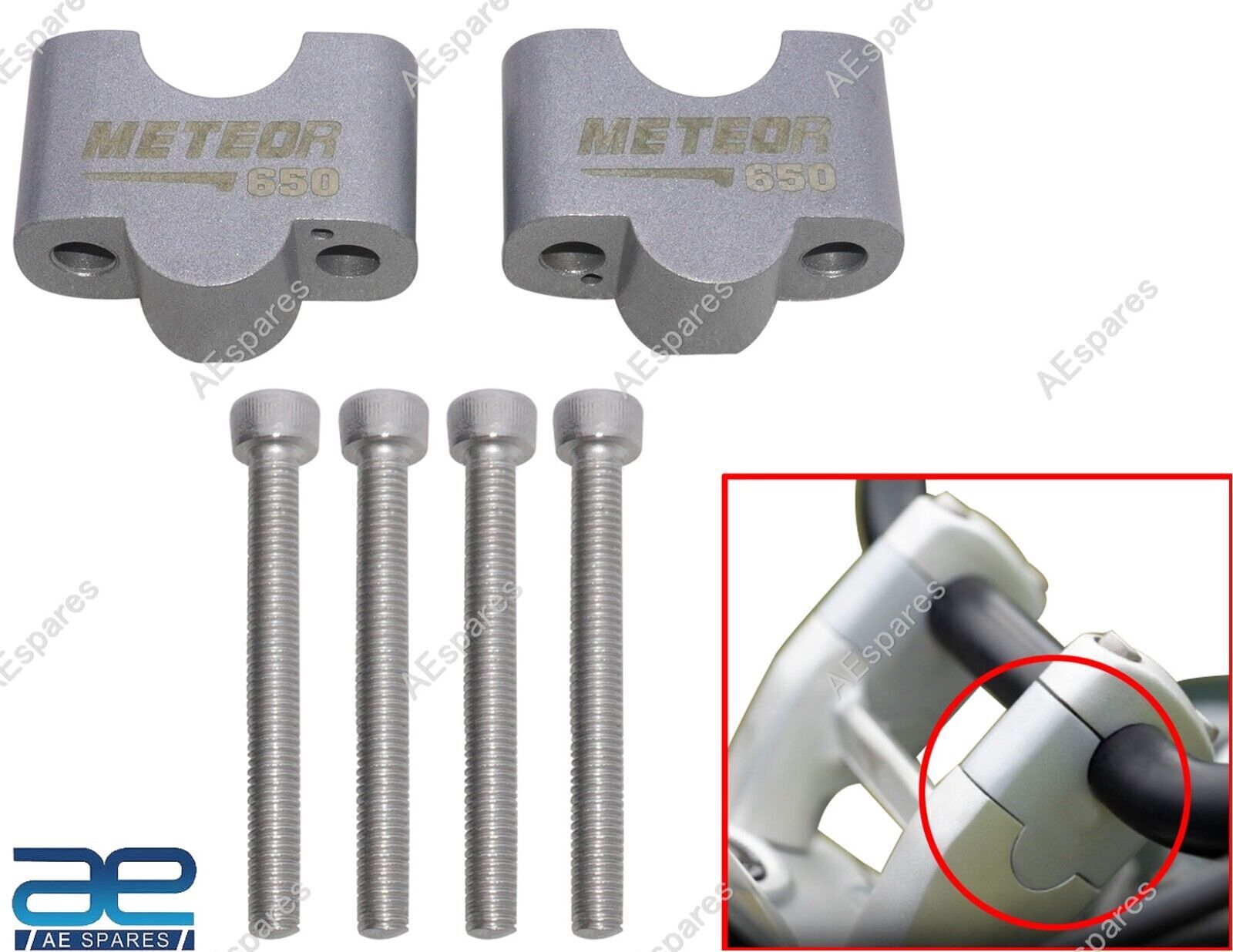 Handle Bar Riser Silver Fits For Royal Enfield Super Meteor 650 @RE