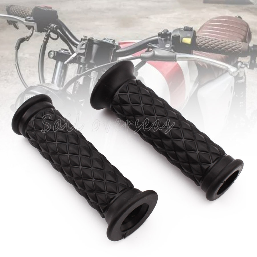 1pair 7/8” Retro Vintage Black Hand Grip Handlebar for Honda Enfield Cafe Racer