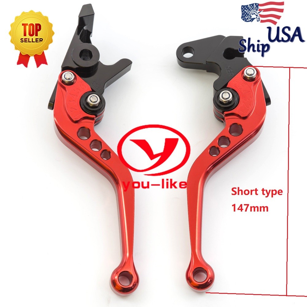 CNC Short Clutch Brake Lever Set For Honda VTX1300 2003 04-2008 CBF600S 2005 Red