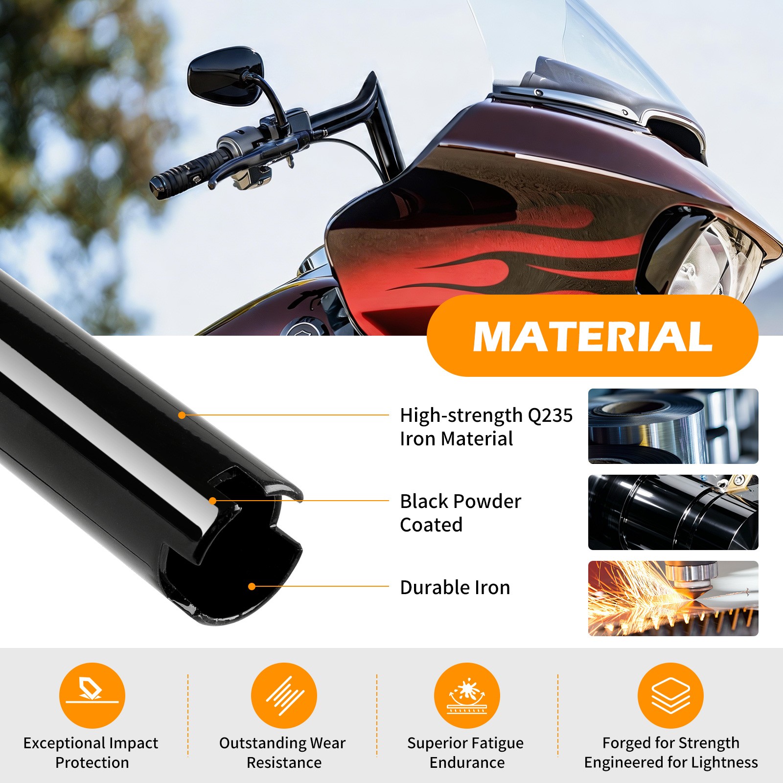 1.25″x14″ Pre-wired Meathook Handlebar For Harley 2014-2023 Street Glide FLHX