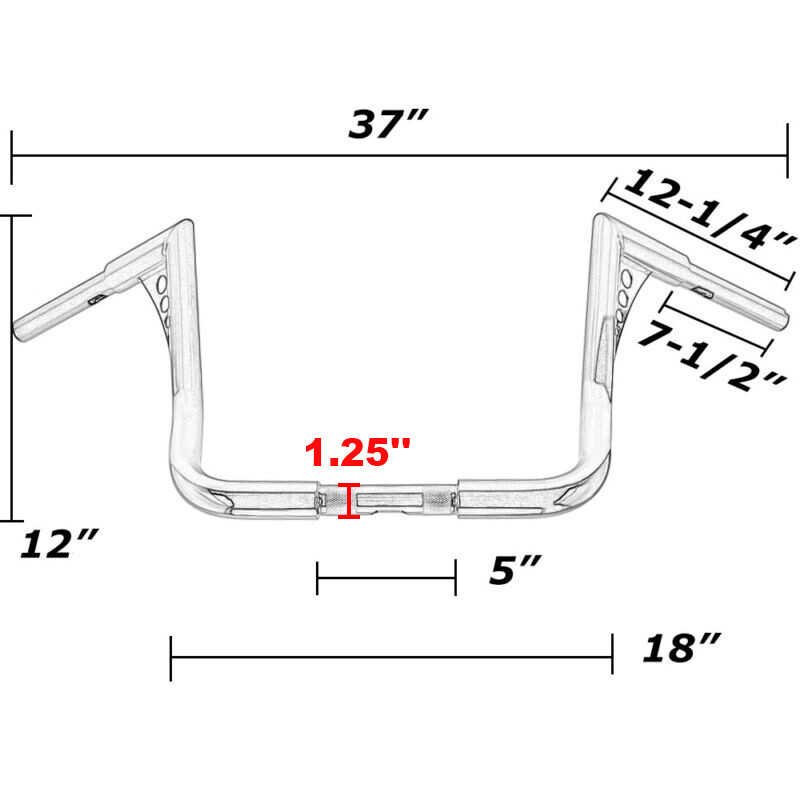 12″ Inch Handlebar Rise Ape Hangers For Harley Touring Electra Street Glide 82+