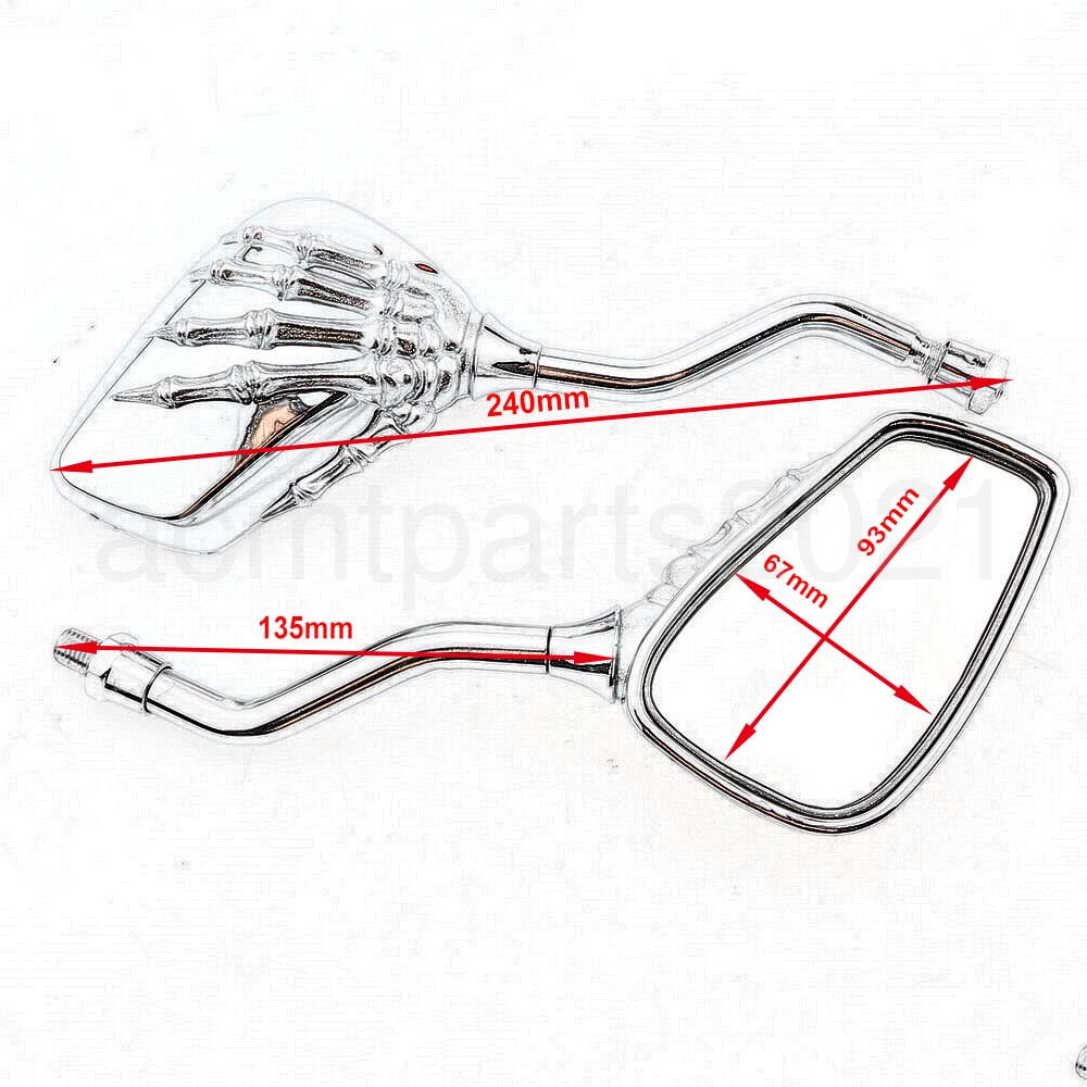 Motorcycle Skull Rear View Mirrors Fit For Suzuki Intruder Volusia 800 VL800