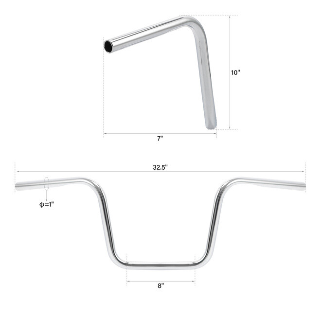 1″ Ape Hanger Handlebar 10″12″16″ Rise Fits For 1982-UP Harley W/ Wiring Recess