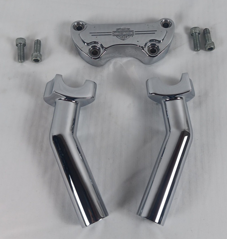 HARLEY SPORTSTER DYNA SOFTAIL 5″ HANDLEBAR RISERS W/TOP CLAMP 56568-86 56066-82A