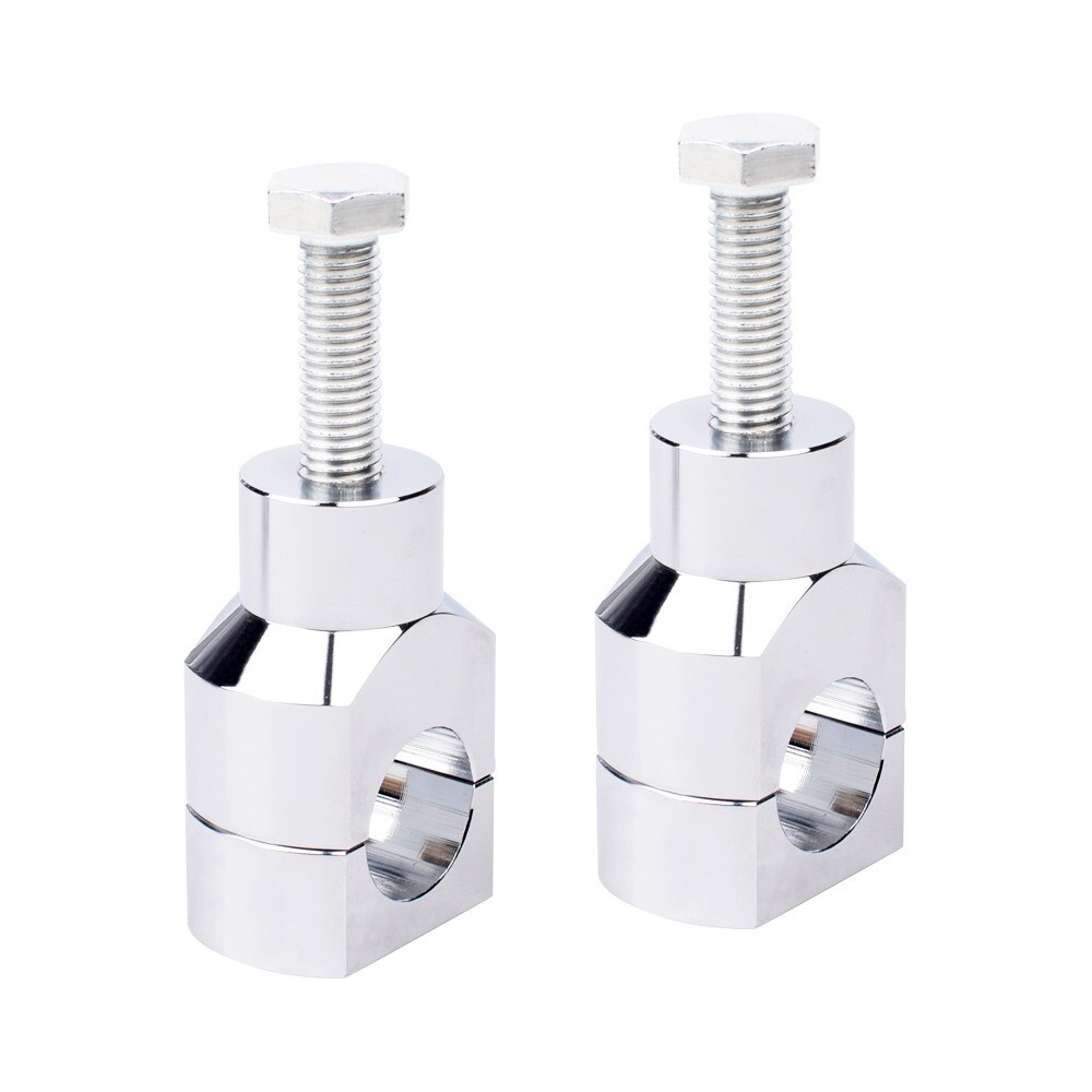 Silver 1″ Motorcycle Handlebar Riser Clamp Mount For Harley Dyna Touring Softail