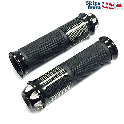 Motorcycle Scooter Grips 7/8 (22 mm) Aluminum Anti Vibration Soft Rubber – BLACK