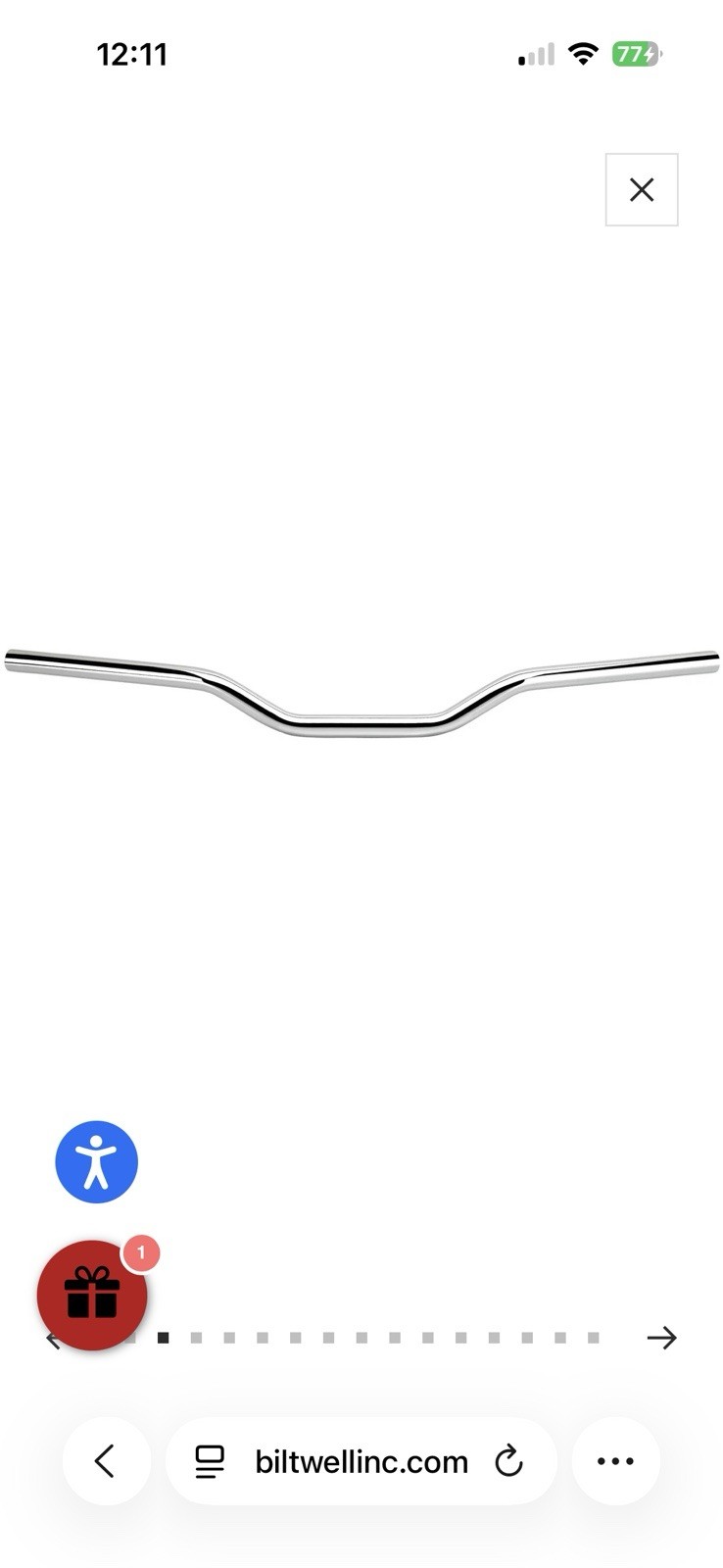 Biltwell 1in. Handlebar, Tracker Mid – Chrome