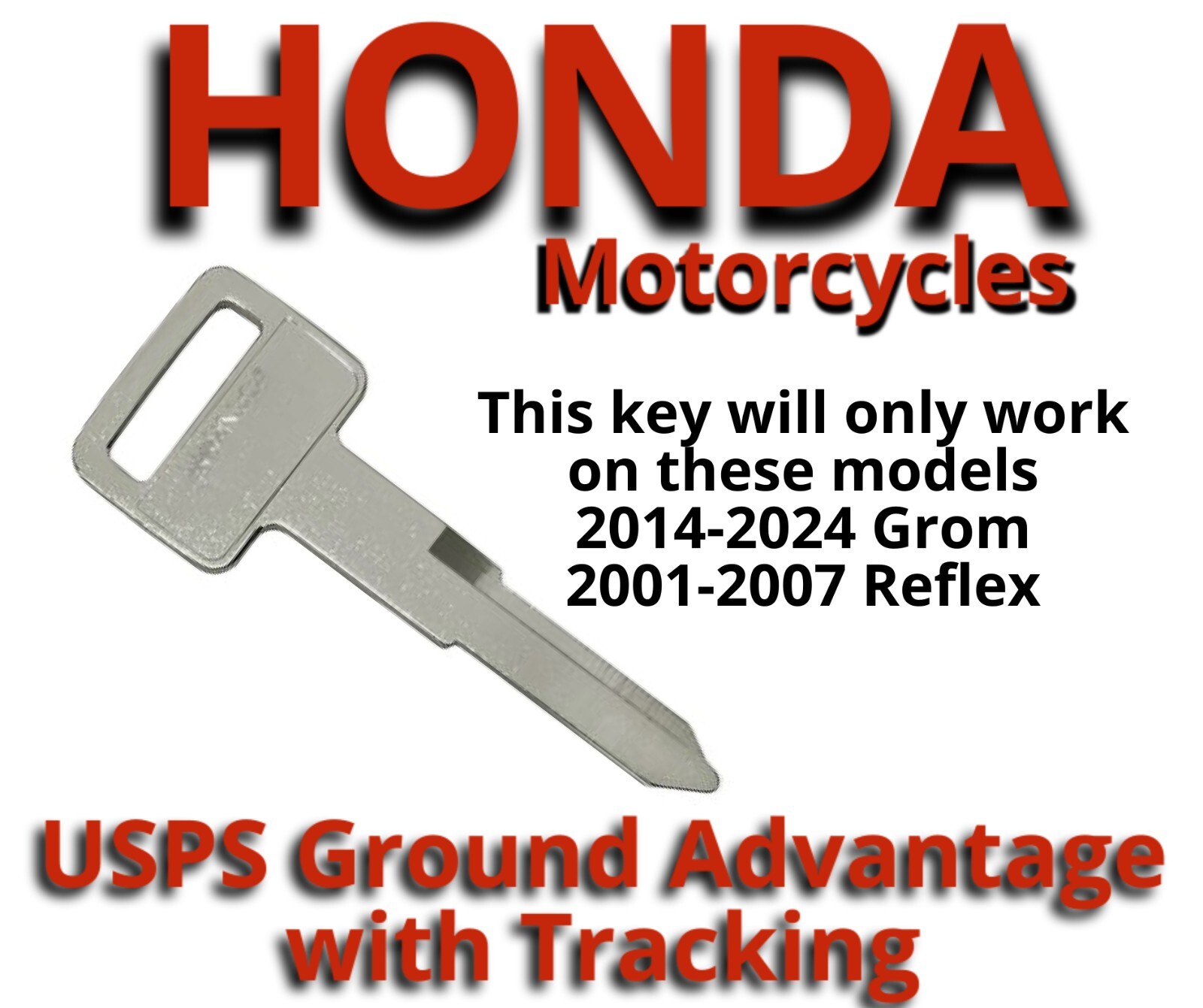 Honda Motorcycle Keys Grom Reflex Replacement Key Cut to Code 12232231-13223311