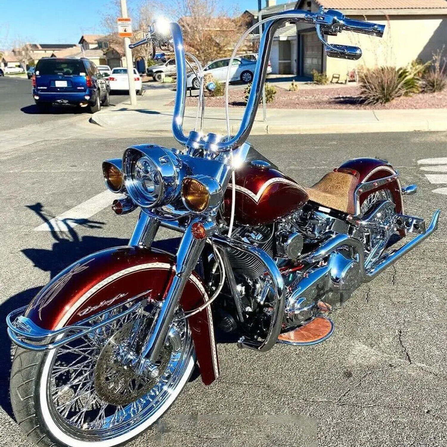 1 1/4” Fat 12” 14” 16” Rise Ape Hanger Handlebar Fit For Harley Sportster XL