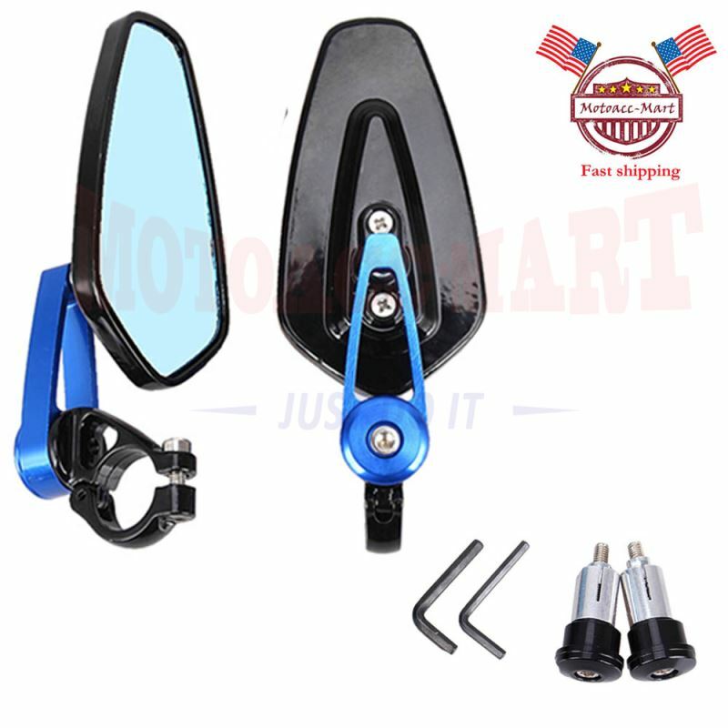 2x CNC Rear View Side Mirror Universal for Motorcycle 7/8″ 22mm Handlebar End US