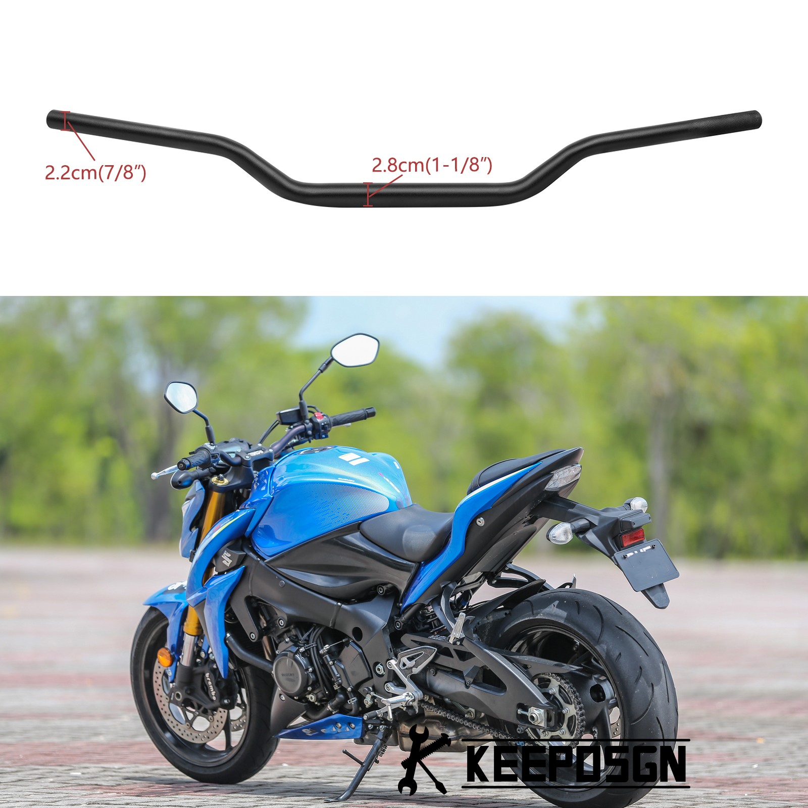 1-1/8” Fat Bar Motorcycle Handlebar For Suzuki GSX-S1000 GSX-S750 GSX-S250 150
