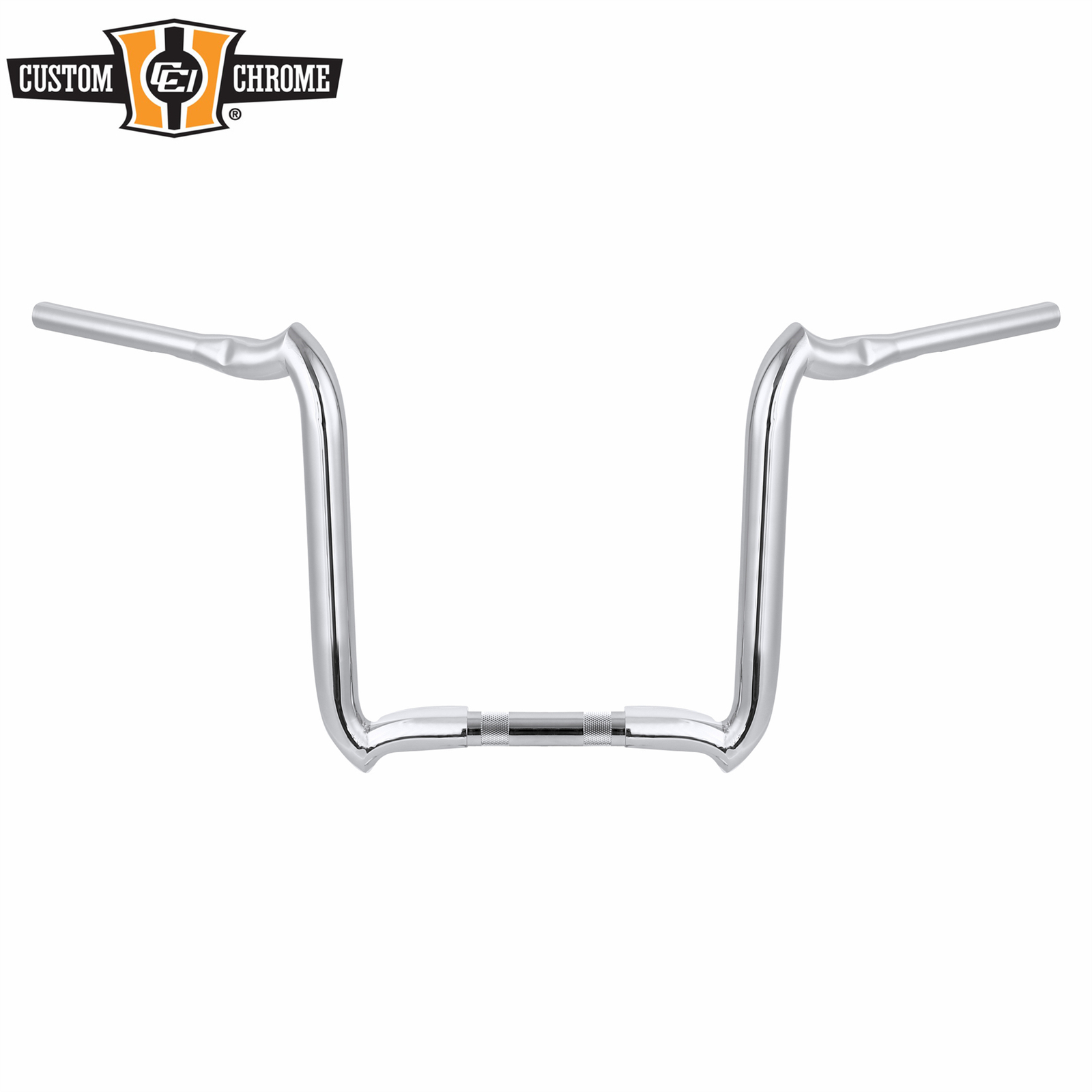 1-1/4″ Fat 16″ Rise Chrome Crooked Handlebar Fits For Harley 3.5″ Knurl 1″ Clamp