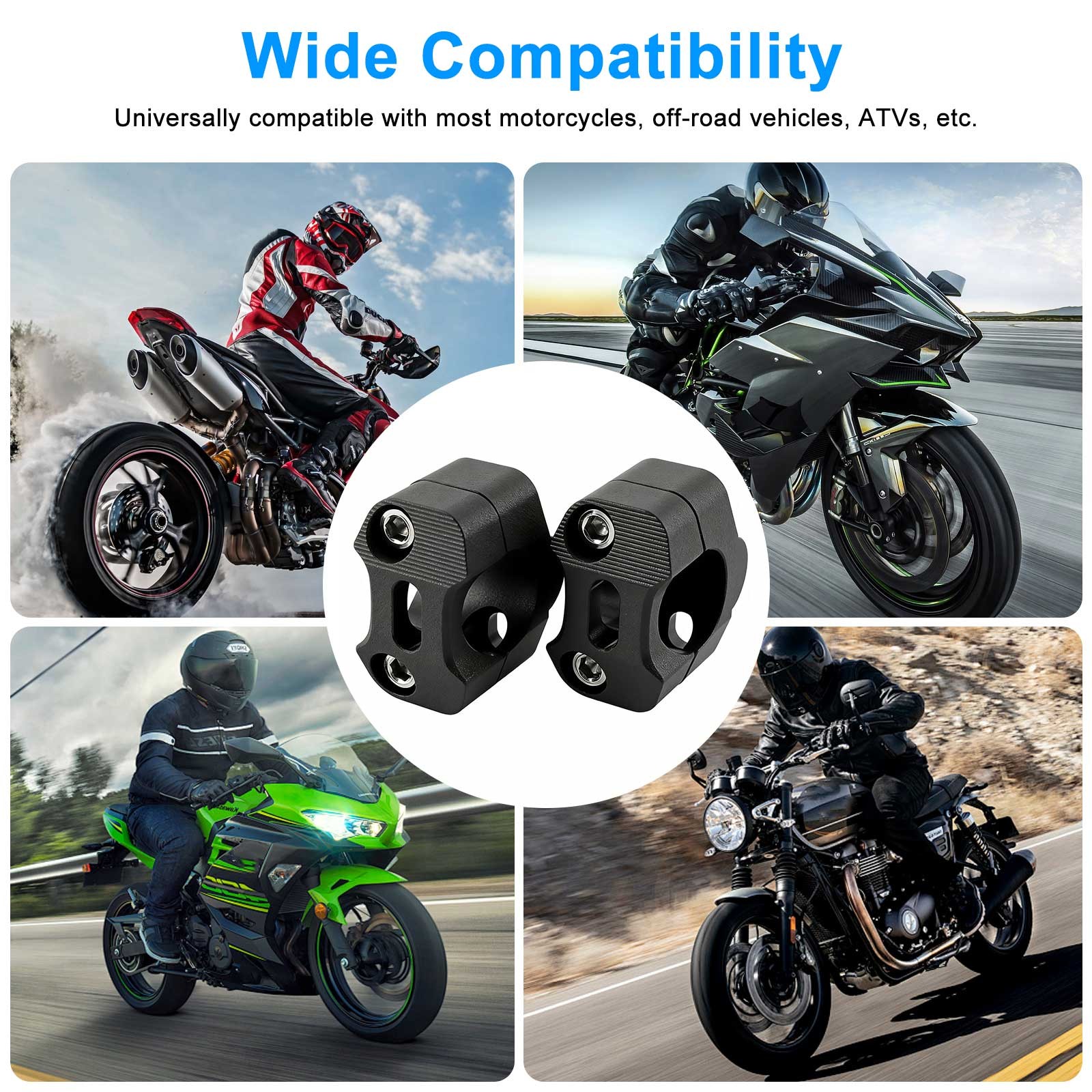 7/8 22mm 1 1/8″ 28mm CNC Motorcycle Handlebar Fat Bar Riser Mount Clamp Adapter