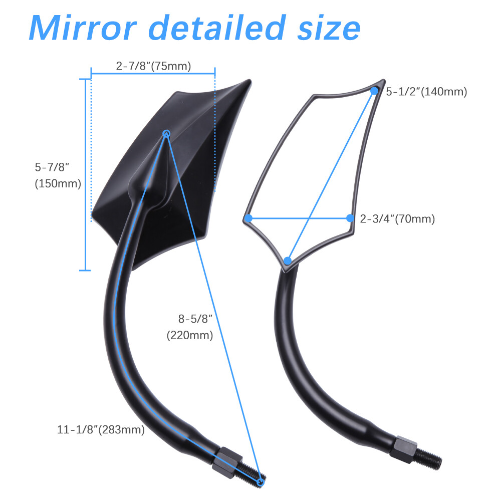 Black Motorcycle Mirrors For Harley Touring Street Glide Road King Softail XL883