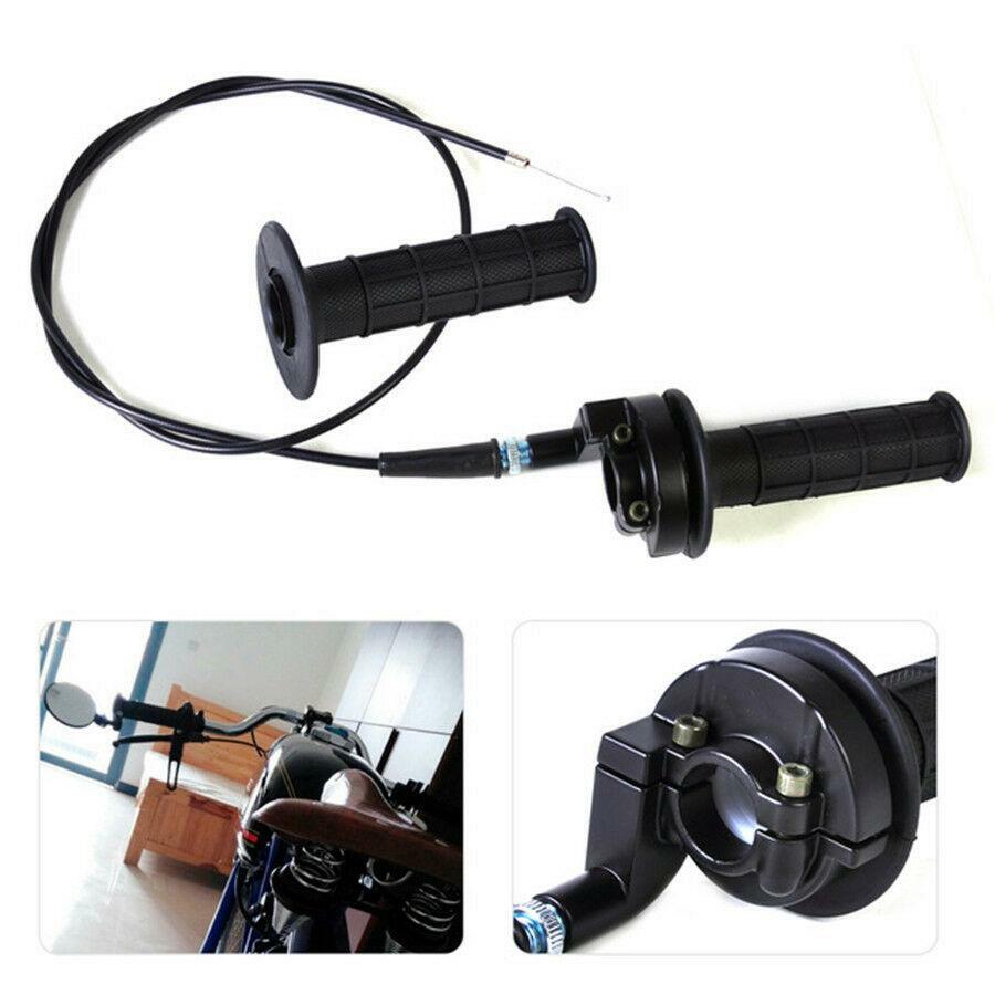7/8″ Handlebar Rubber & Plastic & Metal Motorcycle Hand Grips w/ Throttle Cable
