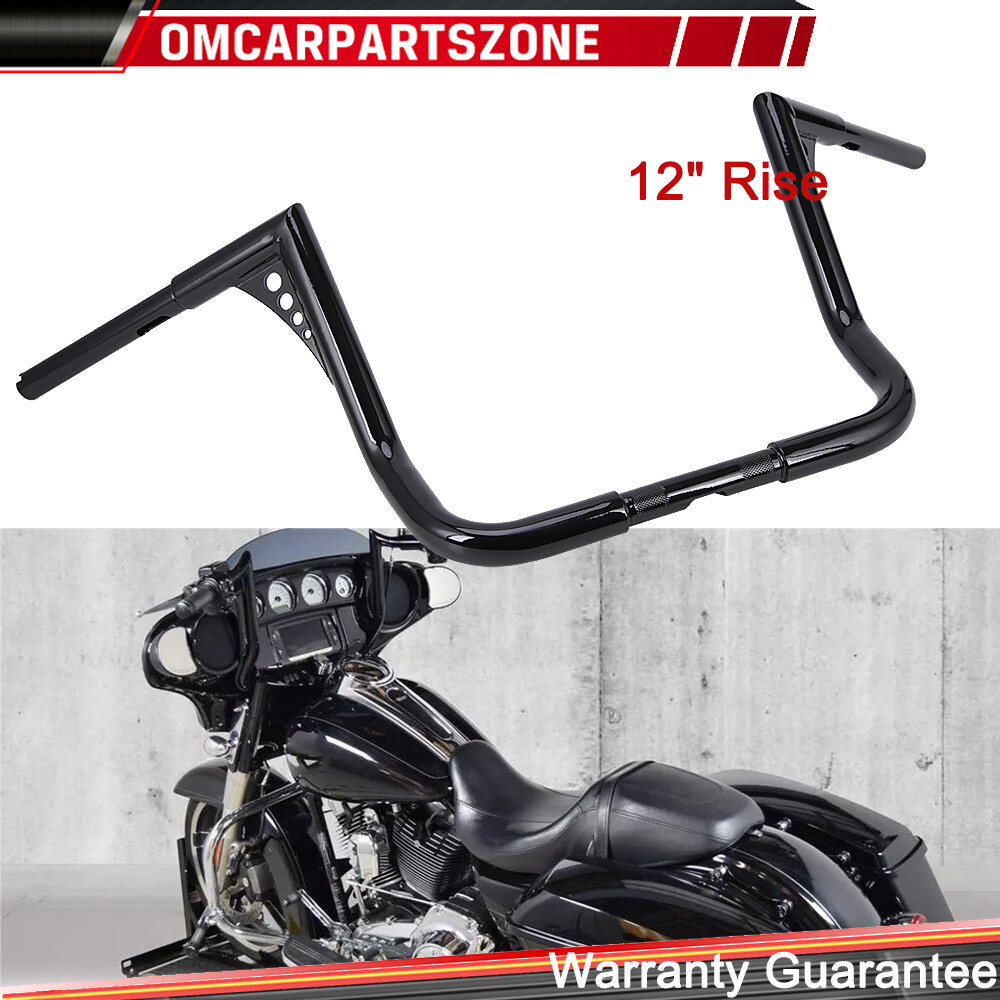 12″ Inch Handlebar Rise Ape Hangers For Harley Touring Electra Street Glide 82+