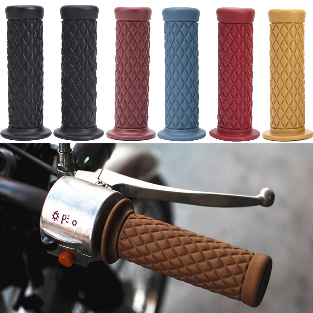 Motorcycle 7/8″ Hand Grips Handle Bar Rubber Gel For Honda Yamaha Kawasaki Cafe