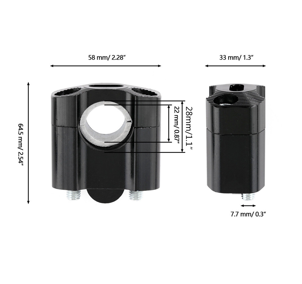 Universal CNC Motorcycle Handlebar Riser Clamp Mount Fit 7/8″ 1 1/8″ Bars Black