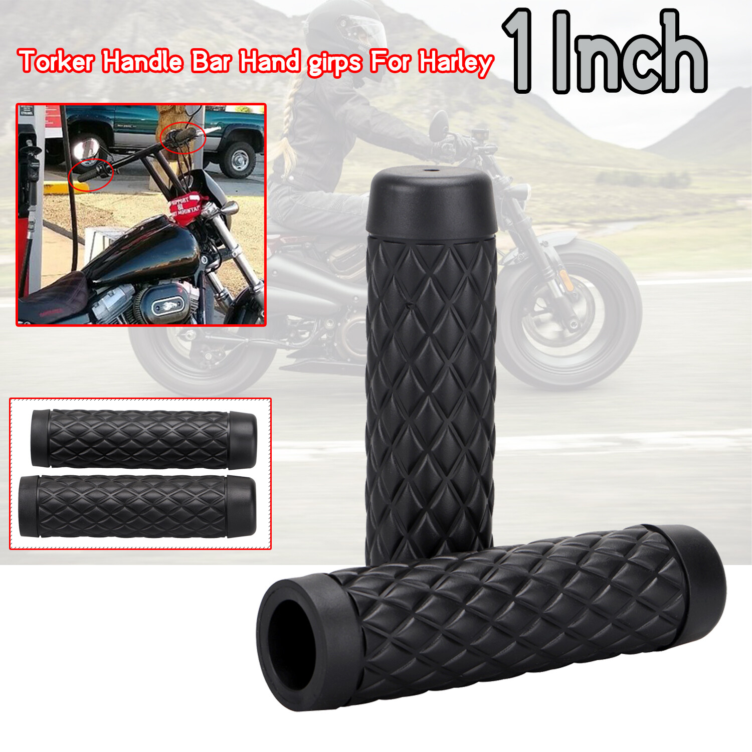 1 Inch Motorcycle Handle Bar Hand Grips Fit for Harley Sportster XL1200 883 Dyna
