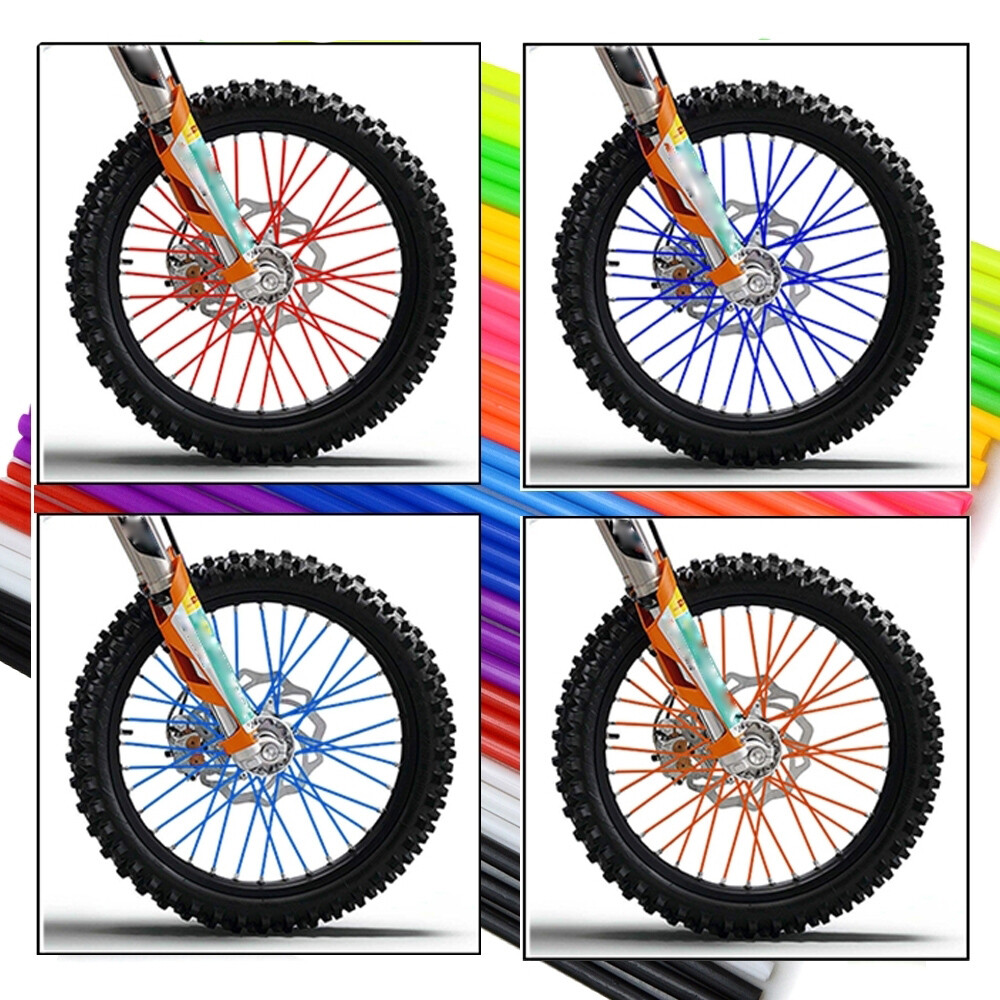 US 72pcs Spoke Wraps Skins Covers Motocross Dirt Bike Wheel Rim Guard Protector