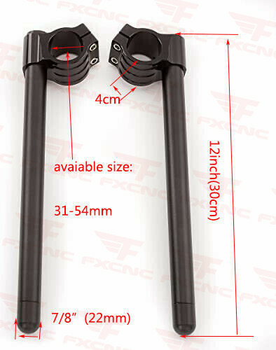 54mm Clip Ons Fork Handlebar Clamp CNC Handle Bars Tube 1in High Riser 10 Degree