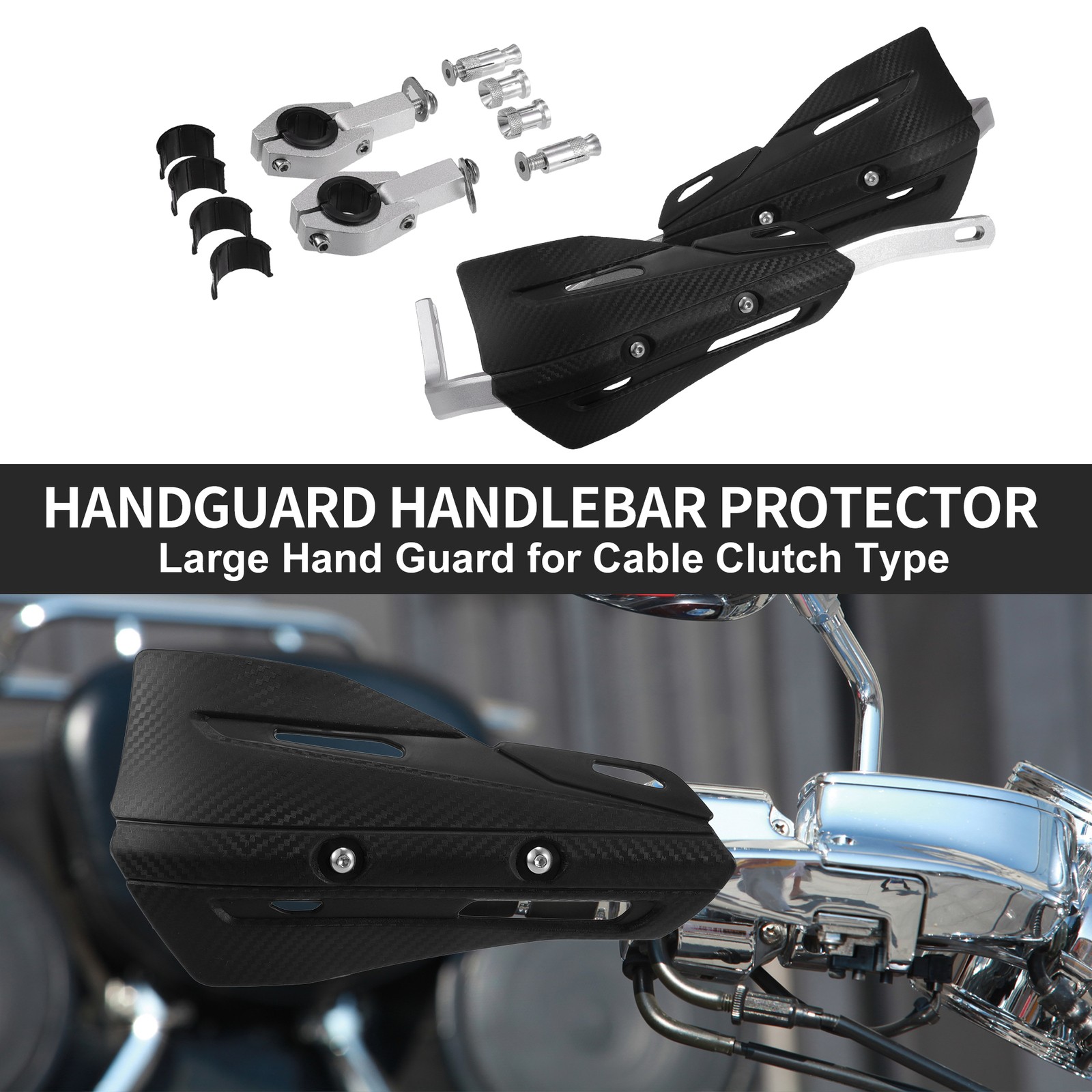 1 Set Black Off-road Motorcycle Aluminum Alloy Handlebars Plastic Handguards