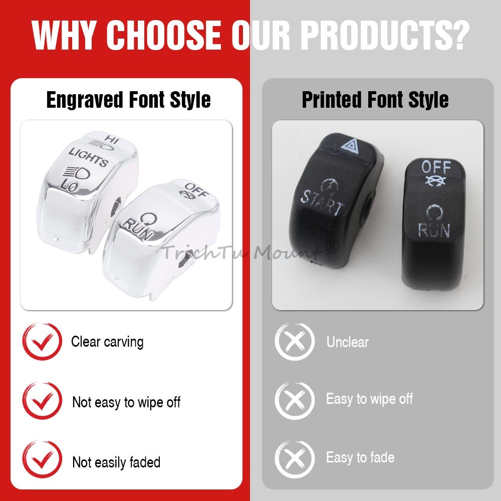 Chrome Switch Housing Covers with 10pcs Button Caps for Harley Touring 1996-2013