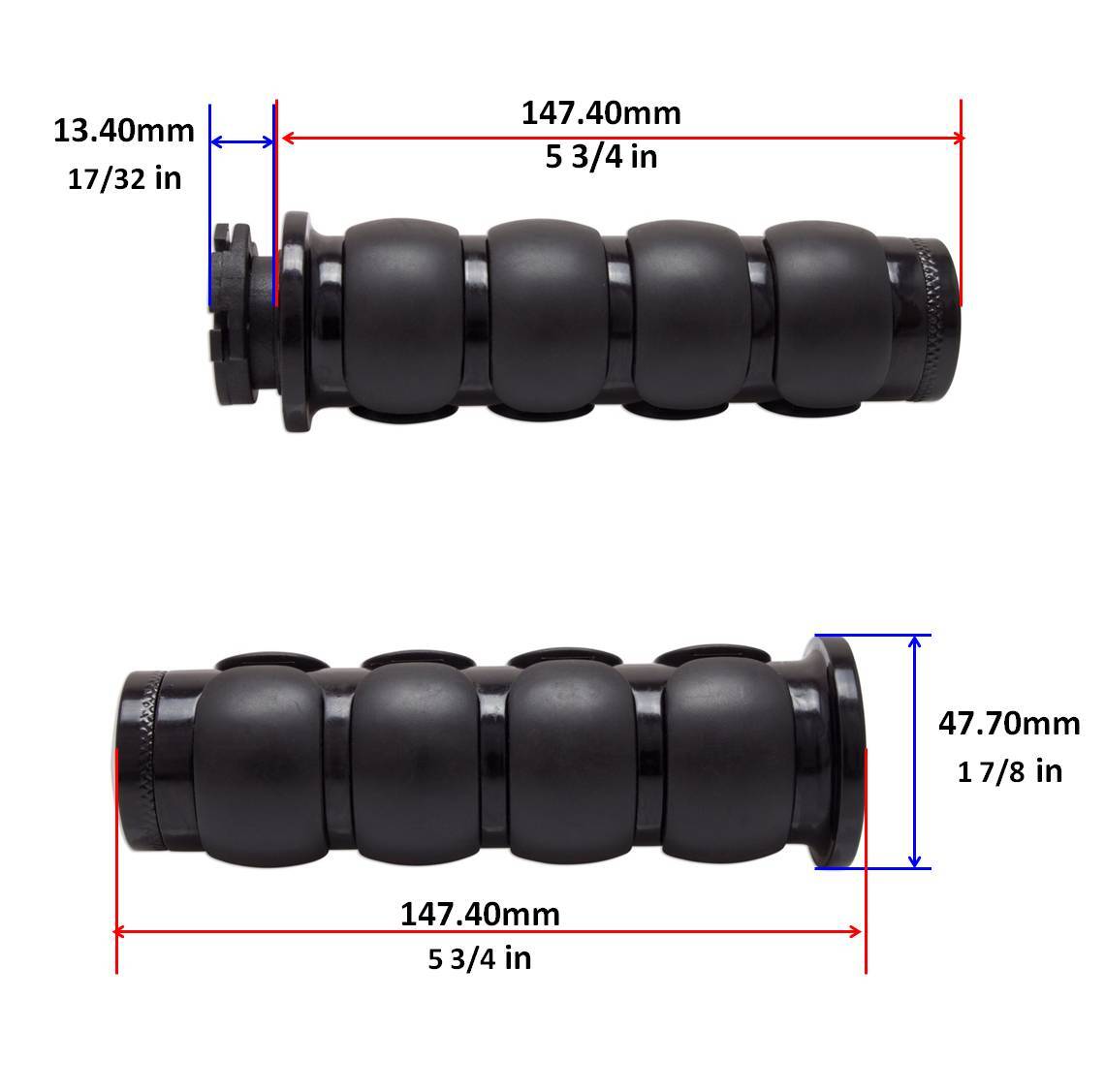 Handle Bar 22mm Left Right Front Black Universal Aero Hand Grip 7/8″ Rubber