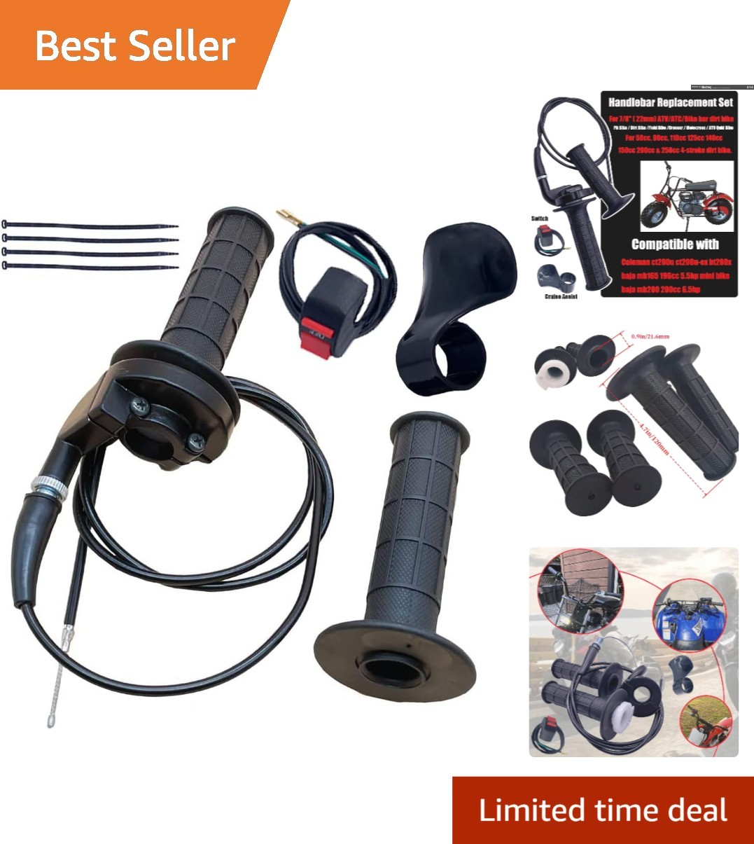 Complete Throttle Grip Assembly for 50cc-250cc Dirt Bikes: Lightweight & Durable