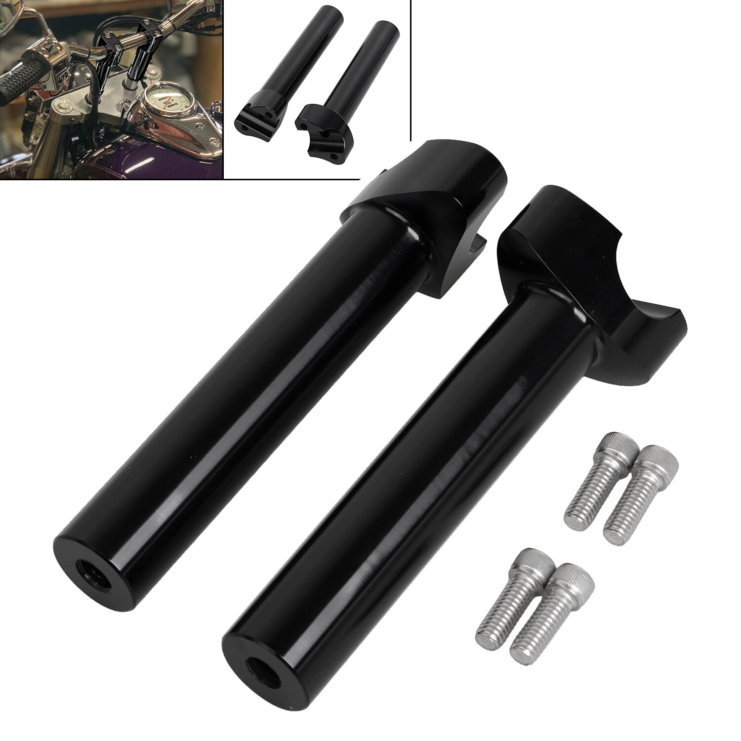 6.5″ Straight Handlebar Risers For Harley 1″ Bar Heritage Softail Dyna Road King