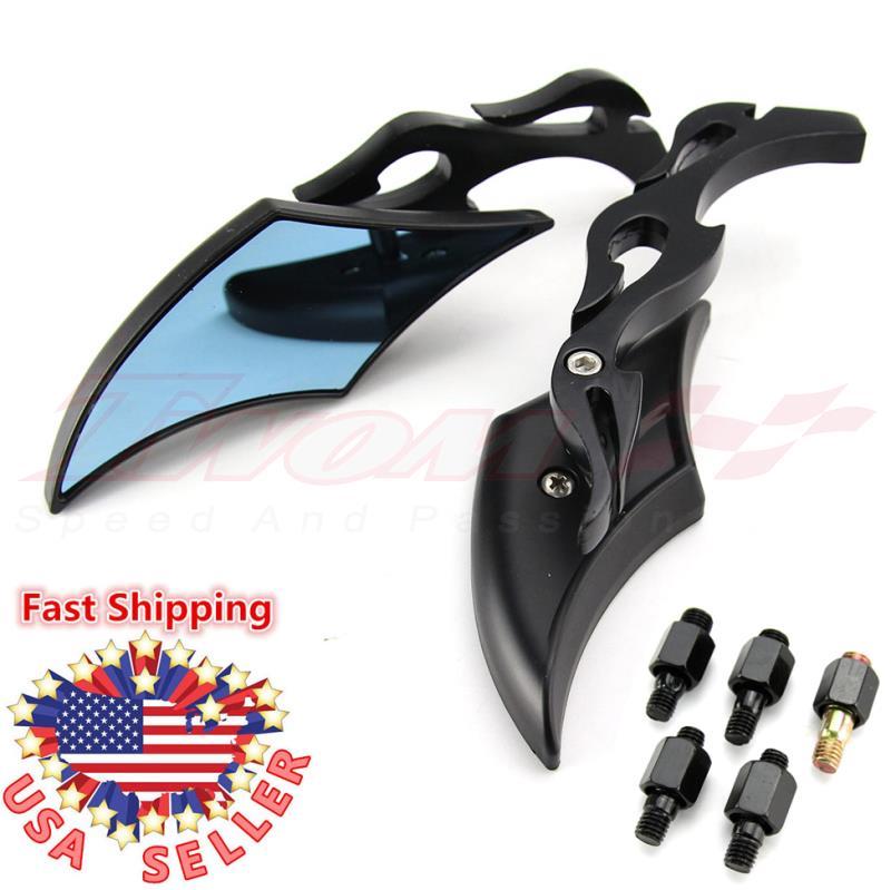 Motorcycle Universal Metal Black Side Rearview Mirrors M8 M10 Blade Bobber Honda