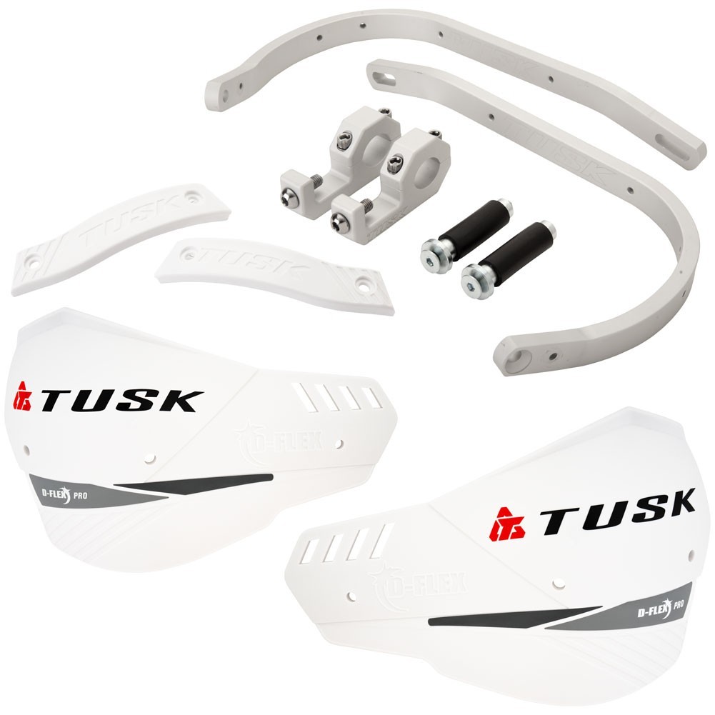 Tusk D-Flex Pro Adventure Handguards Silver Bar/White Plastics 7/8″ Bars
