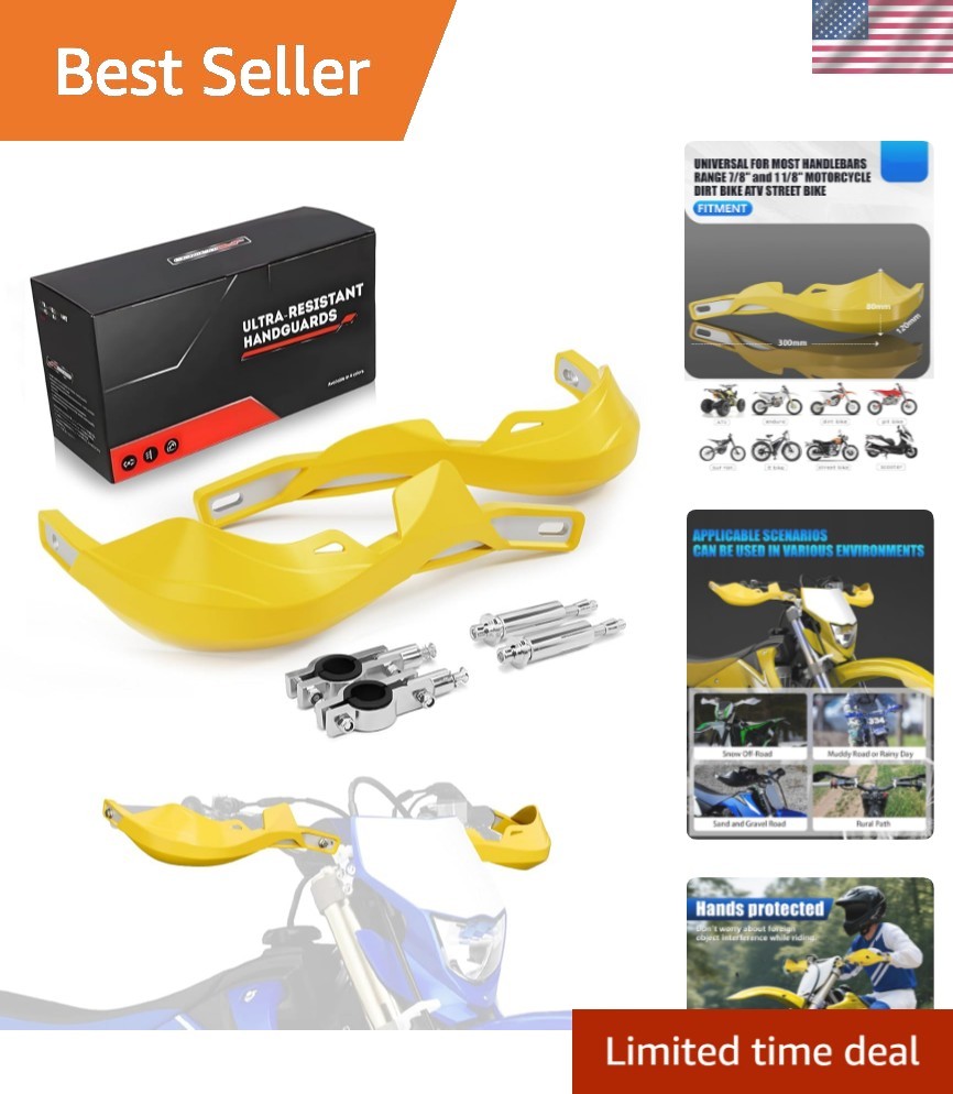 Universal Dirt Bike Hand Guards – Durable 6061 Aluminum & PP Plastic – Yellow