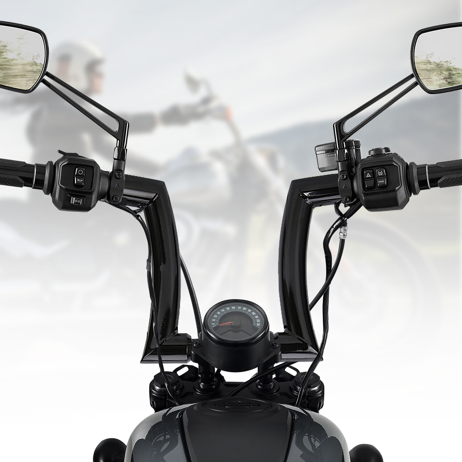 Handlebar 12″ 14″ 16″ Rise DNA Monster 2”Hanger Bars For Harley Touring Softail