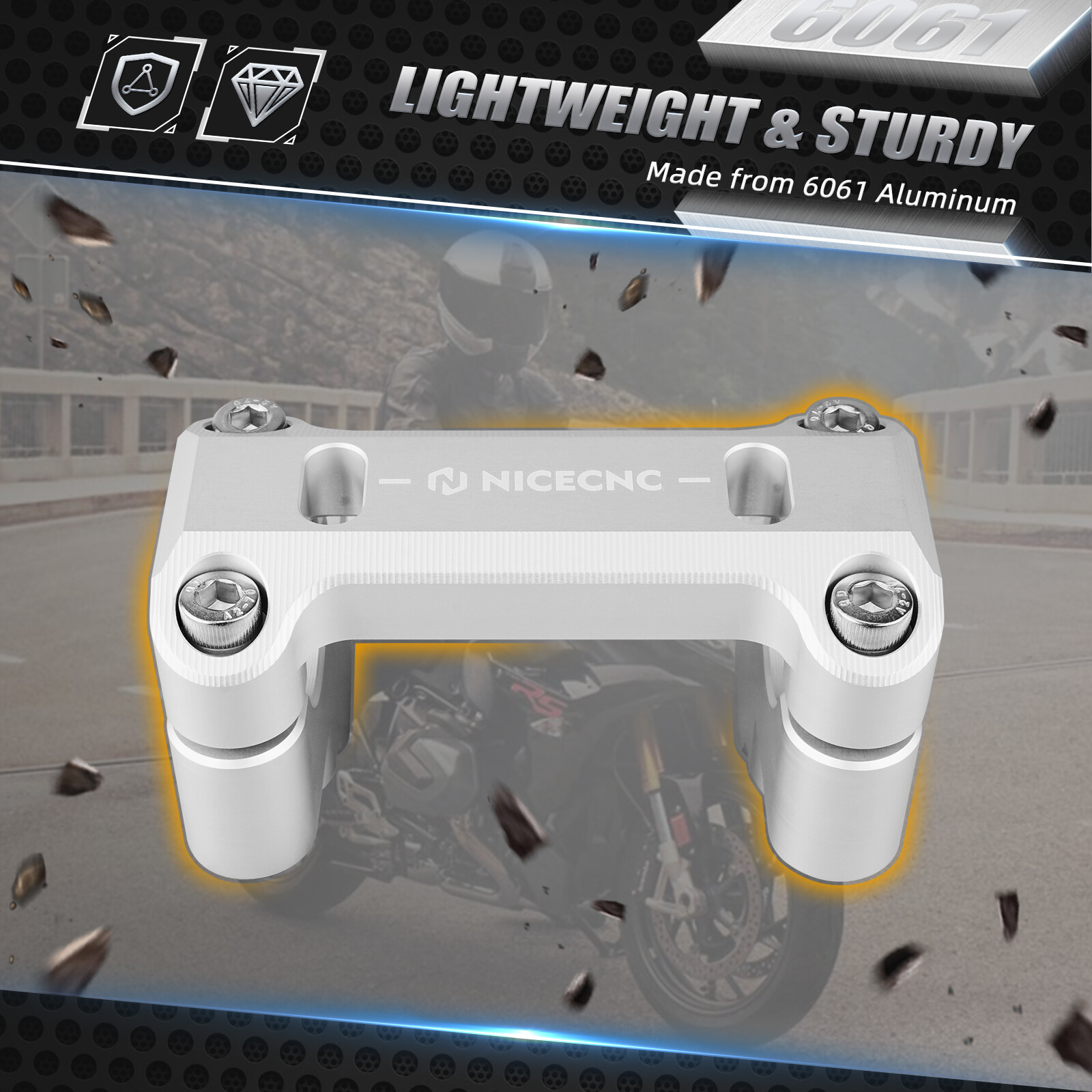 HandleBar Riser Clamp Adapter Sliver For BMW R1200GS 2013-2018 R1250GS 2019-2023
