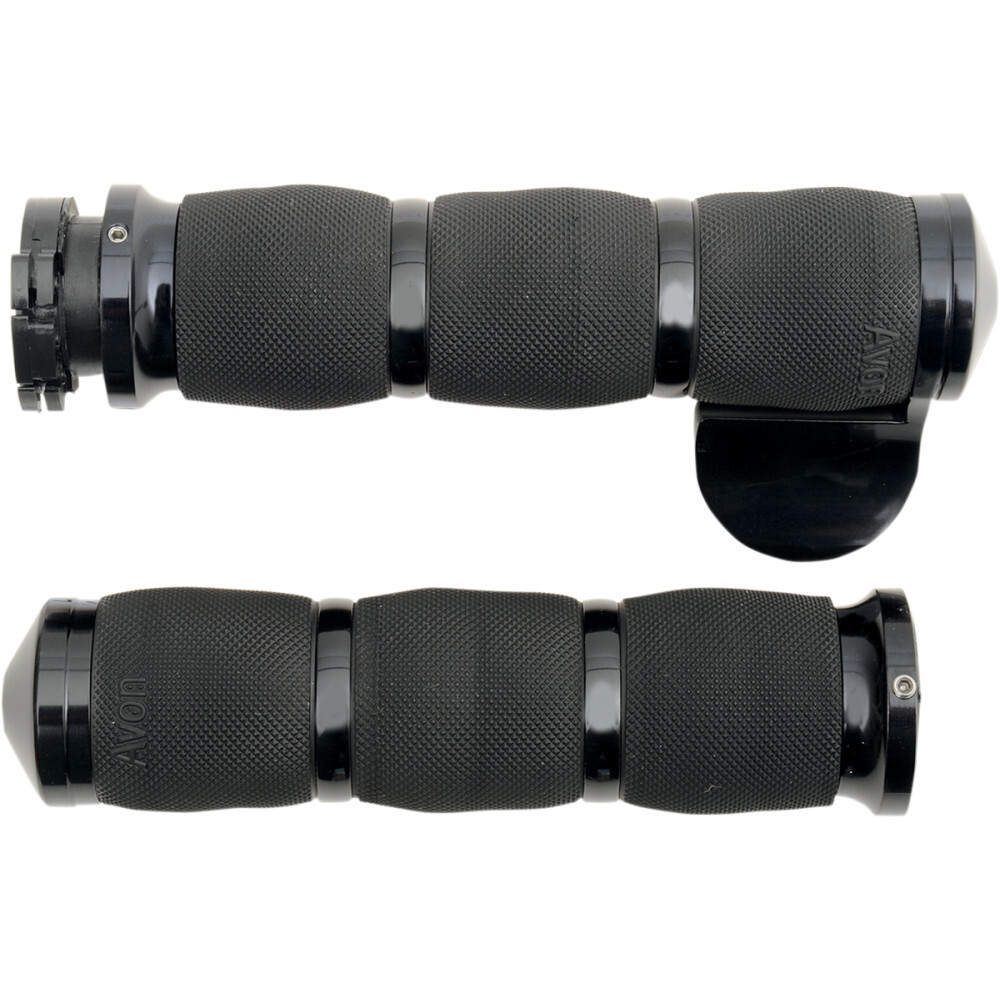 AVON Air Cushion Grips 1″ for Metric Cruisers (THROTTLE BOSS Anodized Black)