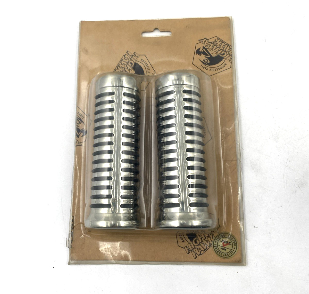 Highway Hawk – 45-0101 – 1in. Handlebar Classic Grips, Chrome/Black Harley