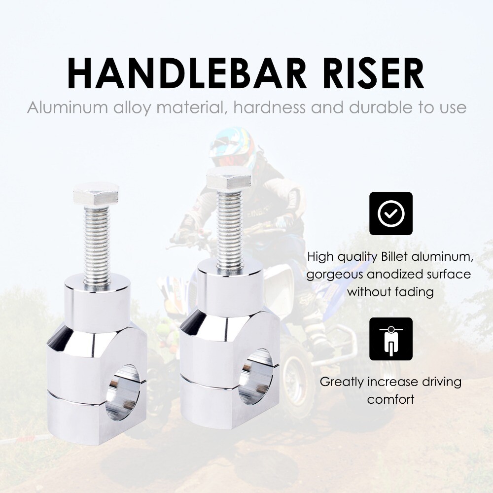 Silver 1″ Motorcycle Handlebar Riser Clamp Mount For Harley Dyna Touring Softail