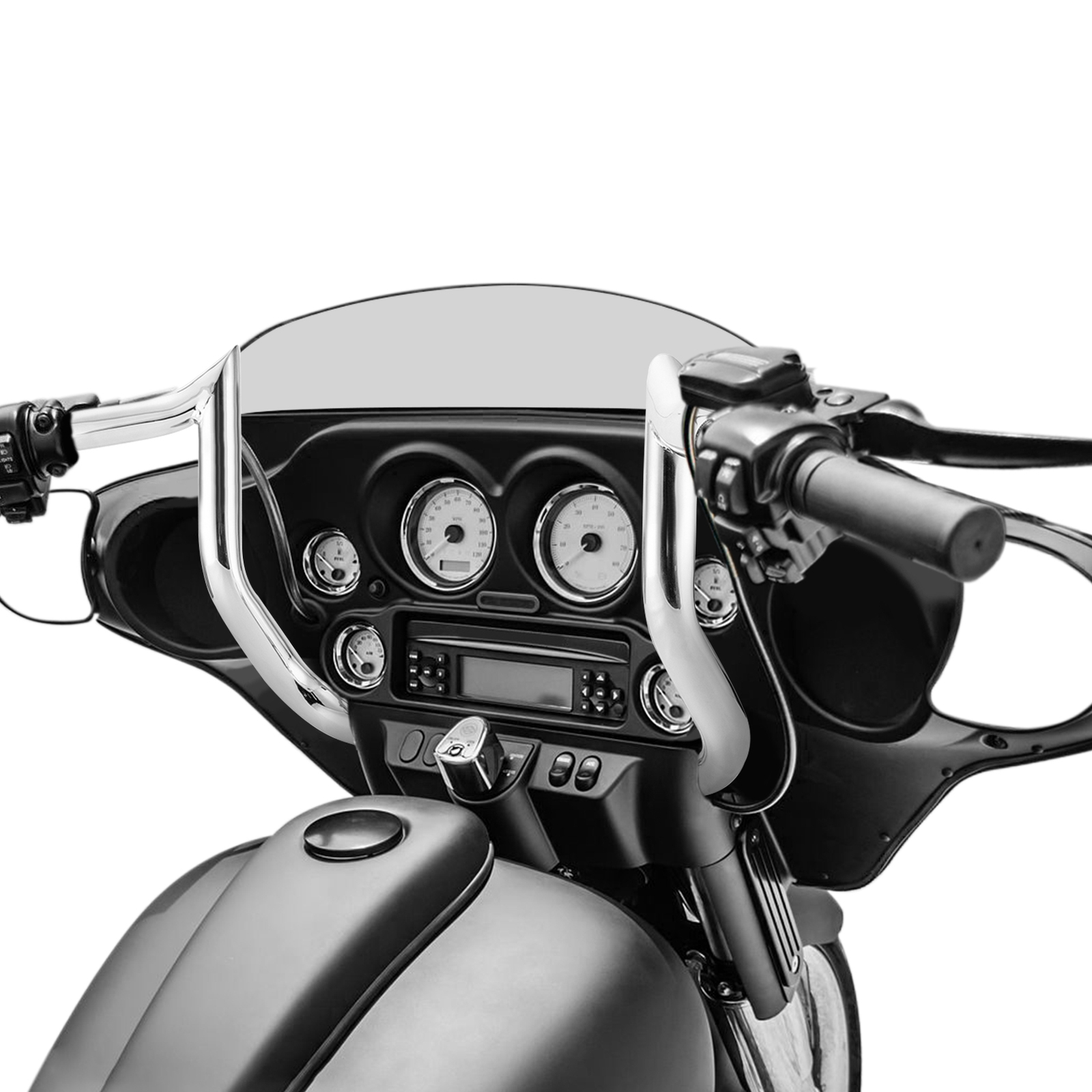 Pre-Wired 12″ Rise Meat Hook Ape Hanger Handlebar For Harley Street Glide 08-13