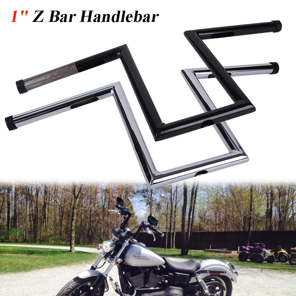Motorcycle 1 inch 10-1/2″ Rise Hanger Handlebars Z-Bar Drag Bars for Harley DYNA