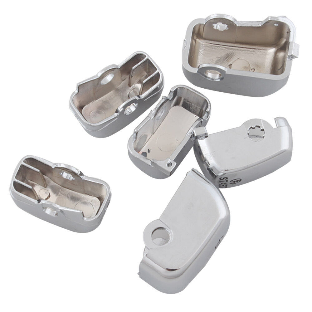 Chrome Handlebar Control Switch Housing Cover + 6x Cap Buttons For Harley 96-13