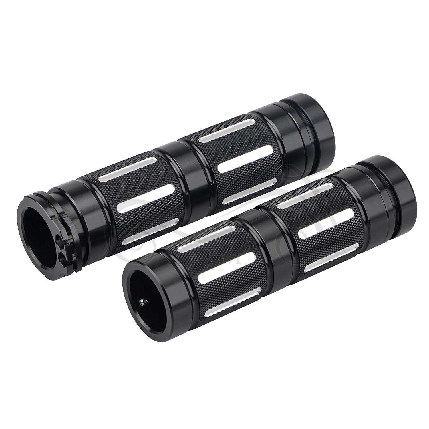 Black CNC Billet Aluminum 1″ Handlebar Hand Grips For Harley Touring Sportster