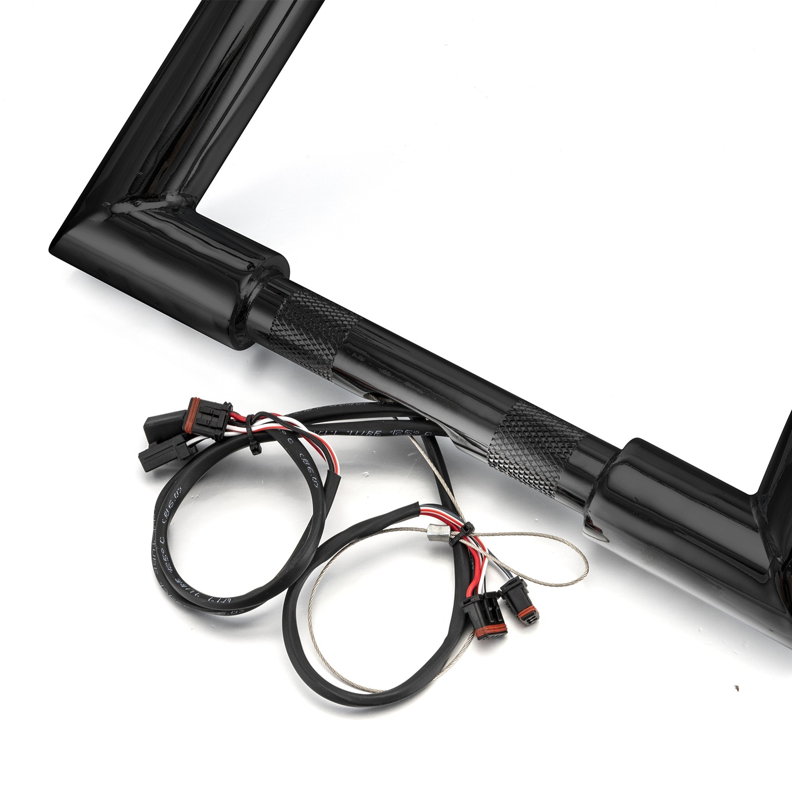 14″ Rise 8″ Pullback For Harley Softail Dyna Black Steel Pre-wired Ape Handlebar