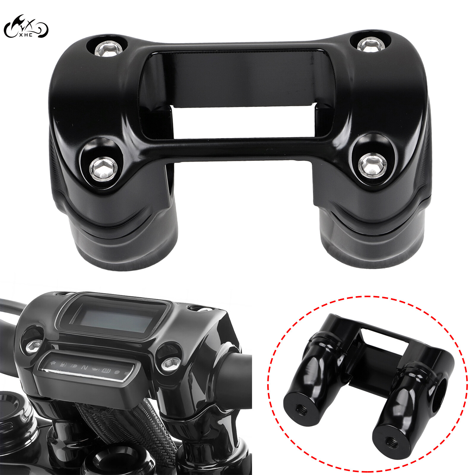 1.25” Clamp 2” Handlebar Riser For Harley Softail Sportster XL 883 1200 Black